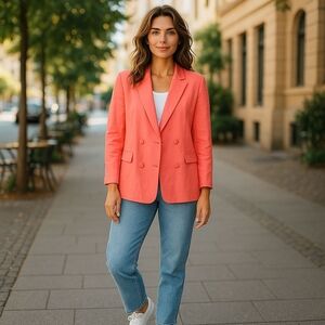 Steve Madden Women's Spring Rose Linen Double Breasted Baldwin Blazer Me…